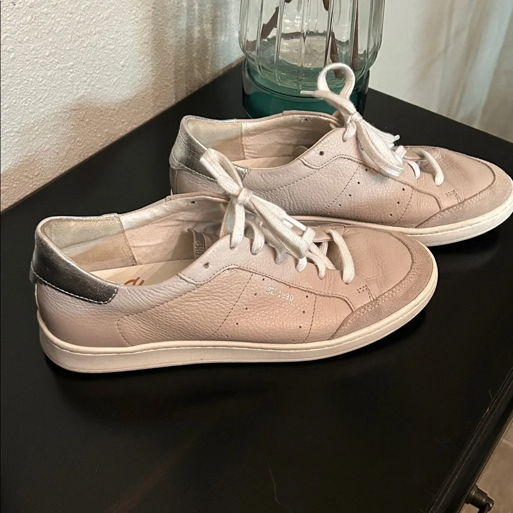 Sam Edelman JOSI Sliver Grey/Light Sone Leather‎ Lace-Up Sneakers Women’s Size 8